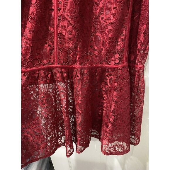 Lulus Lucy Wine Red MIDI Lace Bustier Dress Size L - Picture 6 of 13